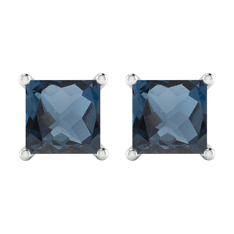 V3 Jewelry 2.75CT Natural London Blue Topaz Sterling Silver Women's Stud Earrings