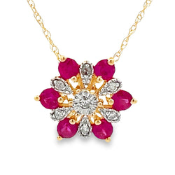 .28ct Ruby Diamond Fashion Pendants 14KT Yellow Gold