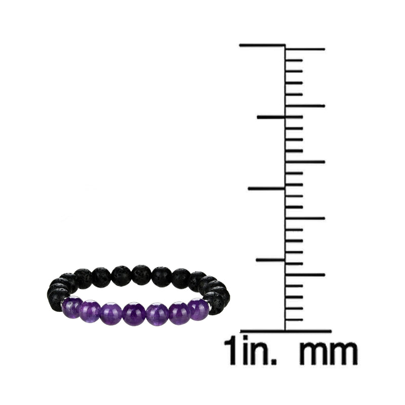 Lava Beads and Amethyst Stretch Bracelet