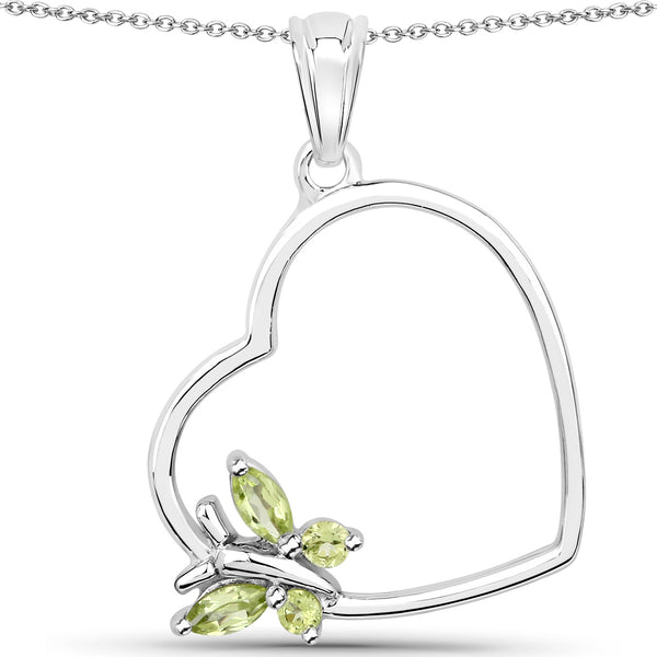 0.21 Carat Genuine Peridot .925 Sterling Silver Pendant