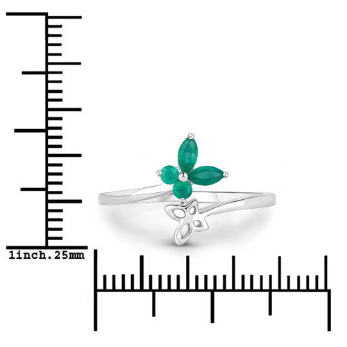 0.20 Carat Genuine Emerald .925 Sterling Silver Ring