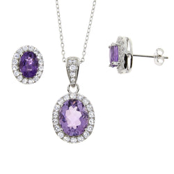 Amethyst Created Sapphire Jewelry sets Sterling Silver