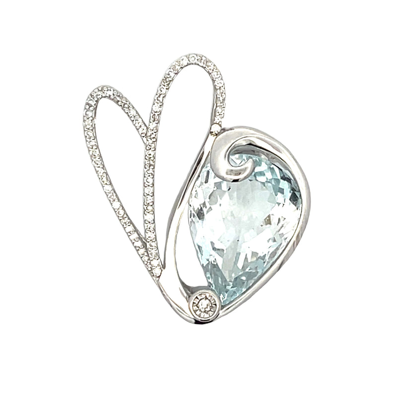 Blue Topaz Diamond Fashion Pendants 14KT White Gold