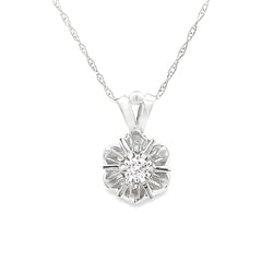 Genuine .05ct Diamond Pendant 14KT White Gold