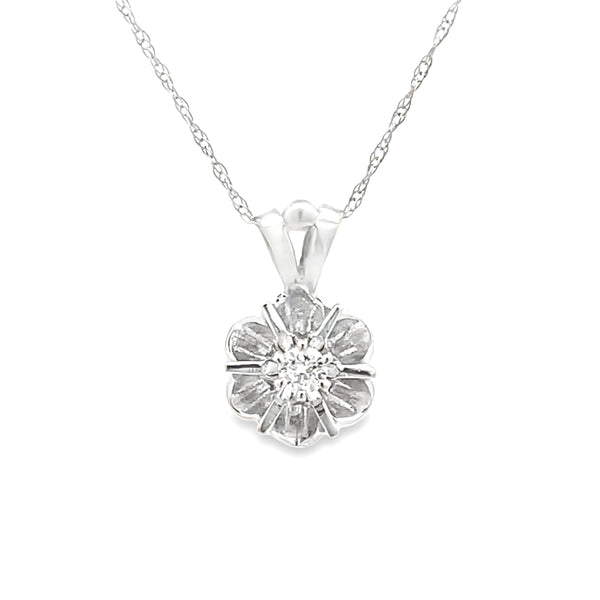 Genuine .05ct Diamond Pendant 14KT White Gold