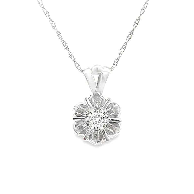 Genuine .05ct Diamond Pendant 14KT White Gold