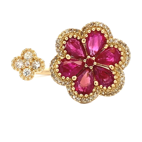 Natural 3.05ct Ruby Diamond Ring 14KT Yellow Gold