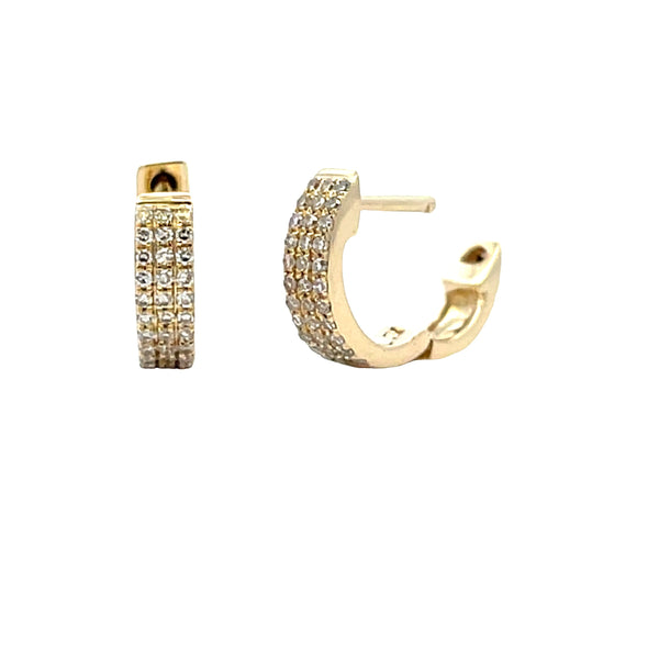 Natural .17ct Diamond Hoop Earrings 14KT Yellow Gold