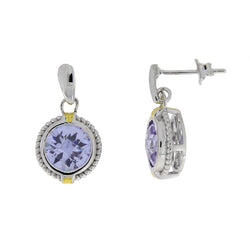 Genuine Cubic Zirconium Dangle Earrings Sterling Silver