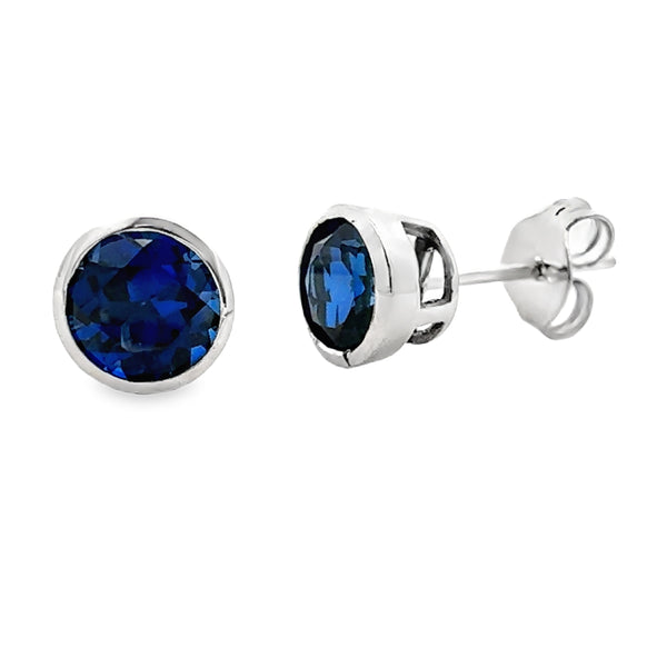 1.10ct Created Sapphire Stud Earrings 10KT White Gold