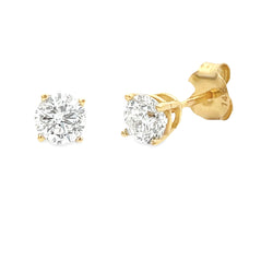 Natural .75ct Diamond Stud Earrings 14KT Yellow Gold