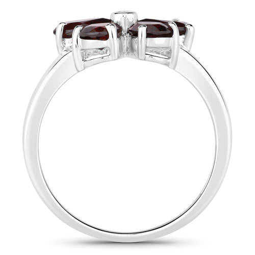 1.61 Carat Genuine Garnet and Created White Sapphire .925 Sterling Silver Ring