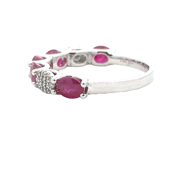 2.56ct Ruby Diamond Fashion band rings 14KT White Gold