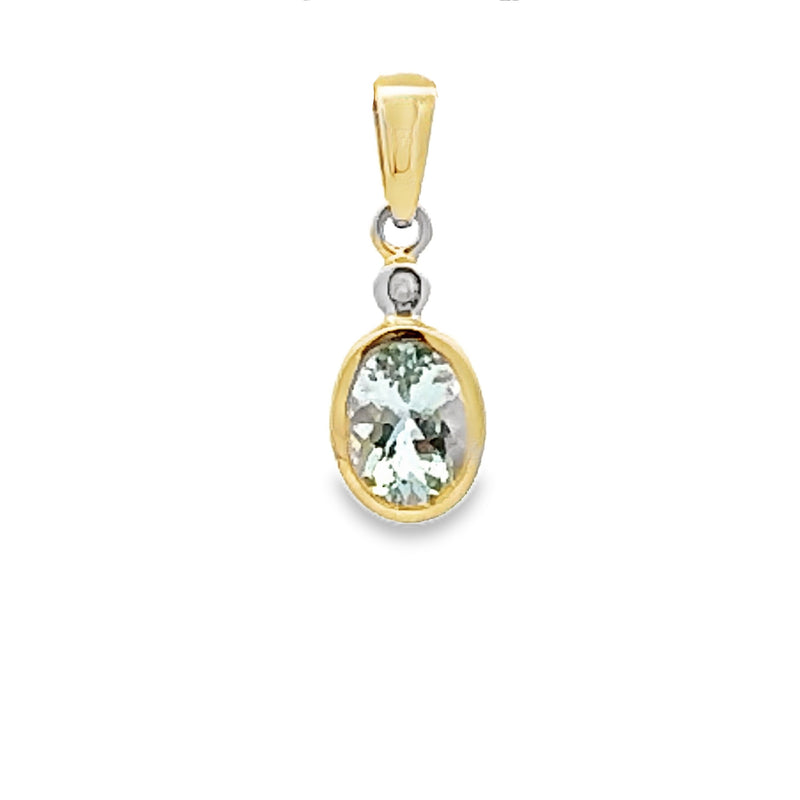 Aquamarine Diamond Fashion Pendants 10KT Yellow Gold