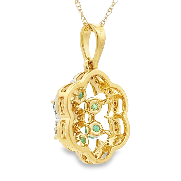 .40ct Emerald Diamond Fashion Pendants 10KT Yellow Gold