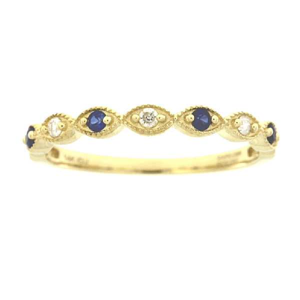 Sapphire Diamond Wedding Band Ring 14KT Yellow Gold