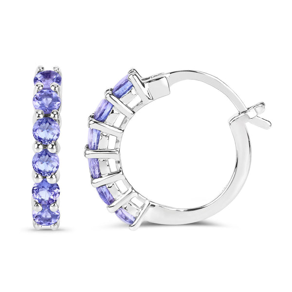 1.20 Carat Genuine Tanzanite .925 Sterling Silver Earrings