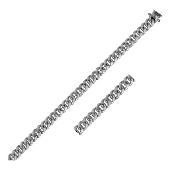 14k White Gold Classic Miami Cuban Solid Bracelet (5.00 mm)