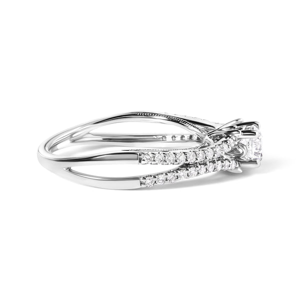 14K White Gold 5/8 Cttw Diamond Split Shank Engagement Ring  (G-H Color, VS2-SI1 Clarity) - Size 7