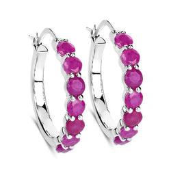 2.80 Carat Genuine Ruby .925 Sterling Silver Earrings