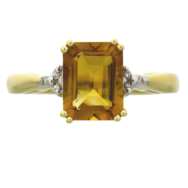 Natural 2.68ct Citrine Diamond Ring 10KT Yellow Gold