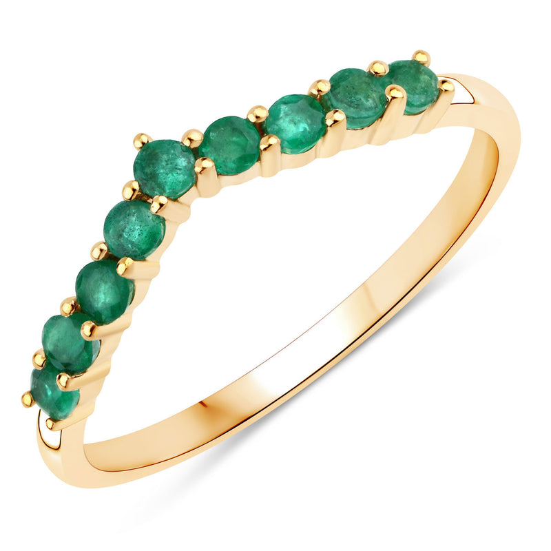 0.31 Carat Genuine Zambian Emerald 10K Yellow Gold Ring