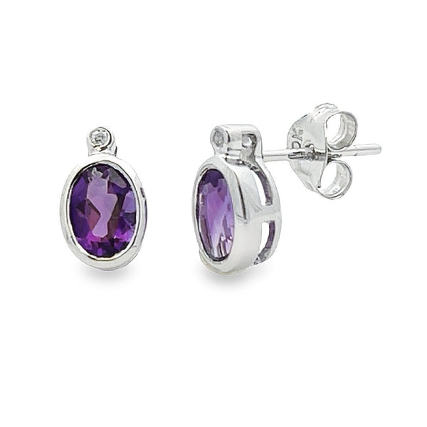 .79ct Amethyst Diamond Stud Earrings 10KT White Gold