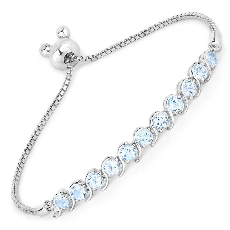 3.52 Carat Genuine Blue Topaz .925 Sterling Silver Bracelet