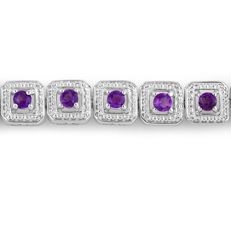 1.10 Carat Genuine Amethyst .925 Sterling Silver Bracelet