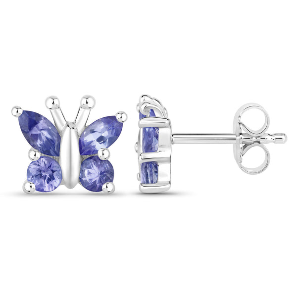 0.96 Carat Genuine Tanzanite .925 Sterling Silver Earrings