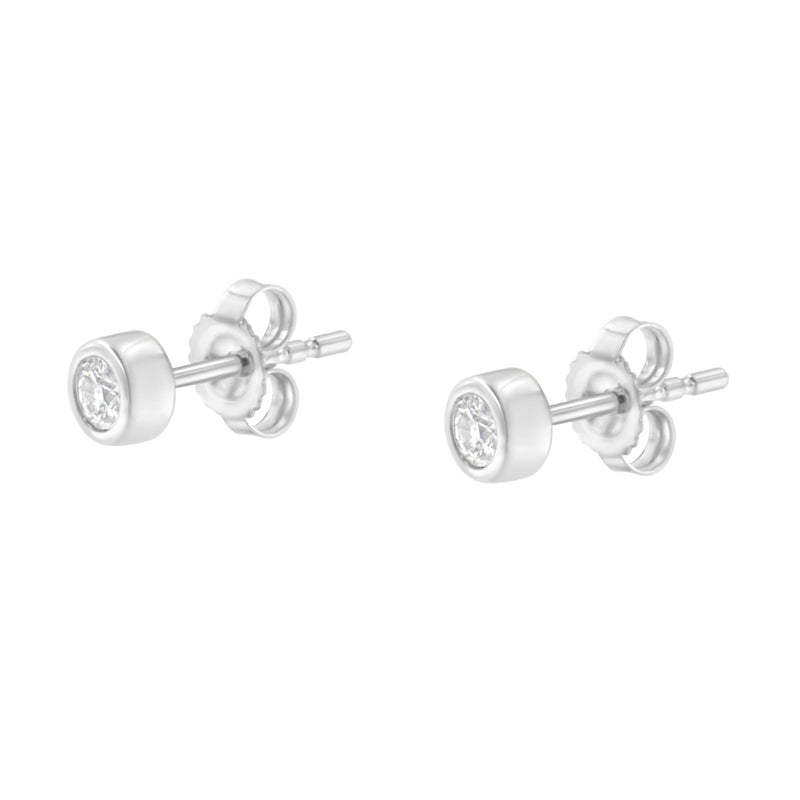 10K White Gold 0.15 Cttw Round Brilliant-Cut Near Colorless Diamond Bezel-Set Stud Earrings (H-I Color, I1-I2 Clarity)