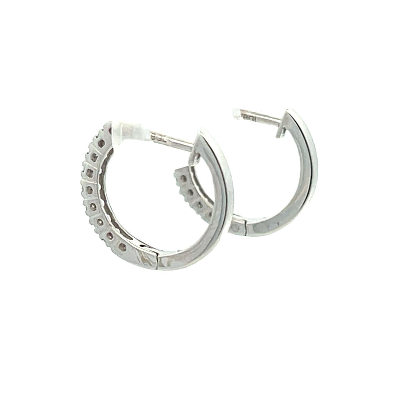 Genuine .07ct Diamond Hoop Earrings 10KT White Gold