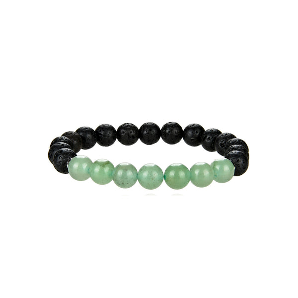 Lava Beads and Green Aventurine Stretch Bracelet