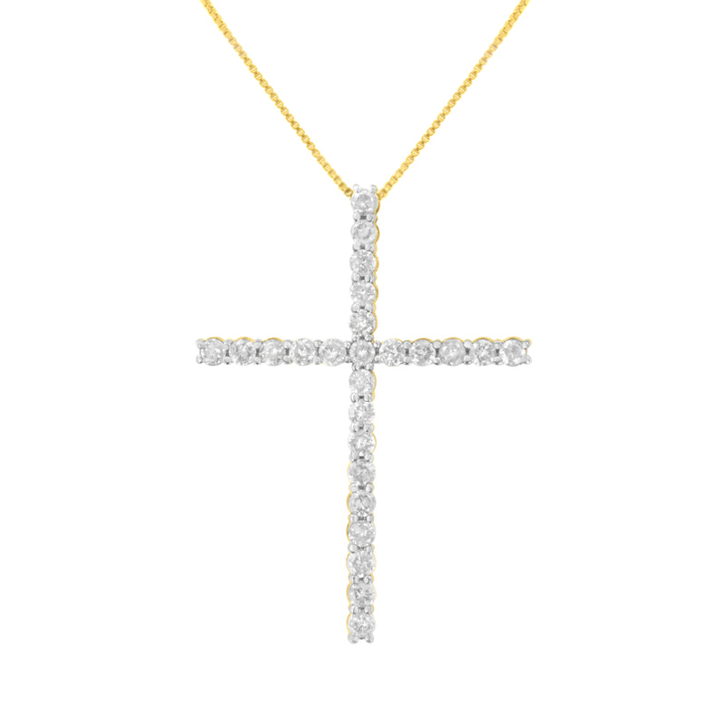 .925 Sterling Silver 2 1/2 cttw Diamond Cross Pendant Necklace (H-I, I2-I3)