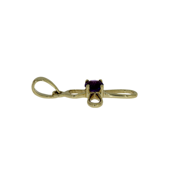 .03ct Amethyst Cross Religious Pendant 10KT Yellow Gold