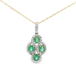 .66ct Emerald Diamond Fashion Pendants 10KT Yellow Gold