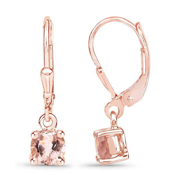 0.82 Carat Genuine Morganite .925 Sterling Silver Earrings