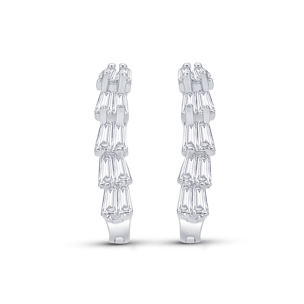 Cubic Zirconia Silvertone Huggie Earrings