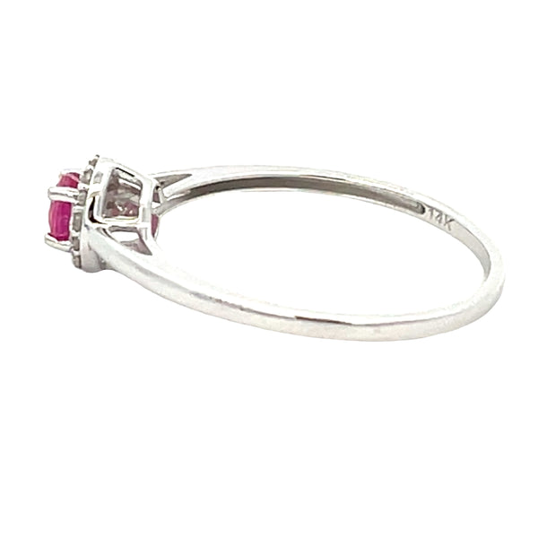 Genuine .25ct Ruby Diamond Ring 14KT White Gold