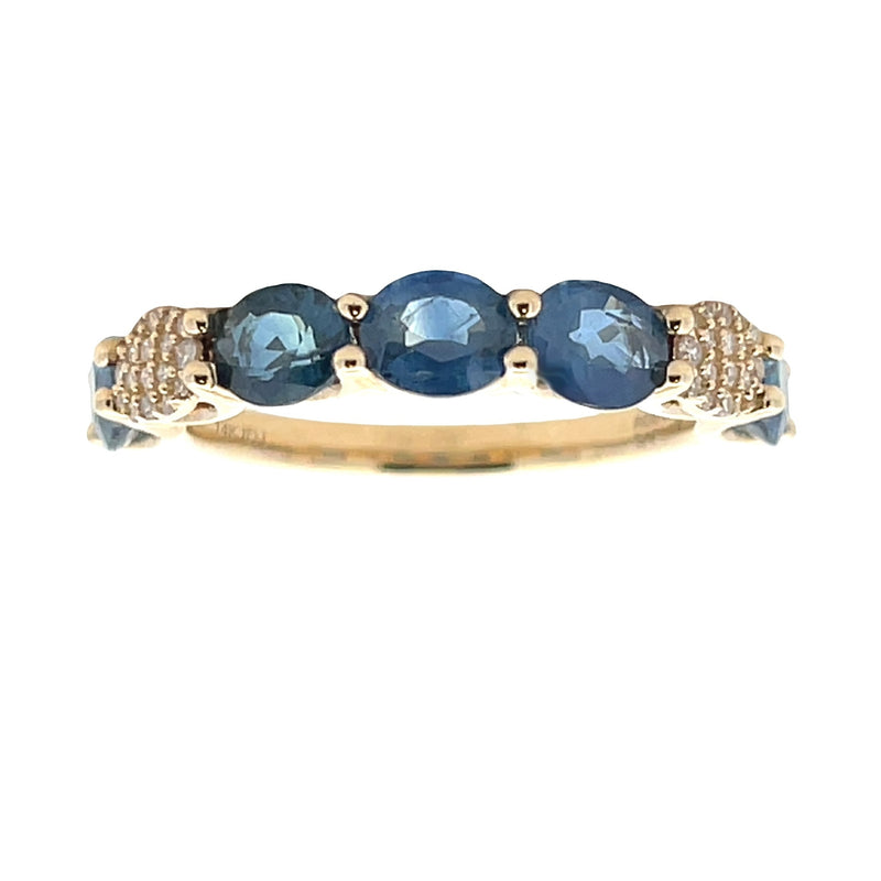 Sapphire Diamond Fashion band rings 14KT Yellow Gold