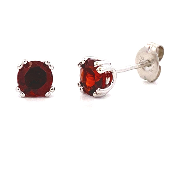 Genuine 1.20ct Garnet Stud Earrings Sterling Silver