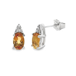 Genuine .79ct Citrine Diamond Earrings 10KT White Gold