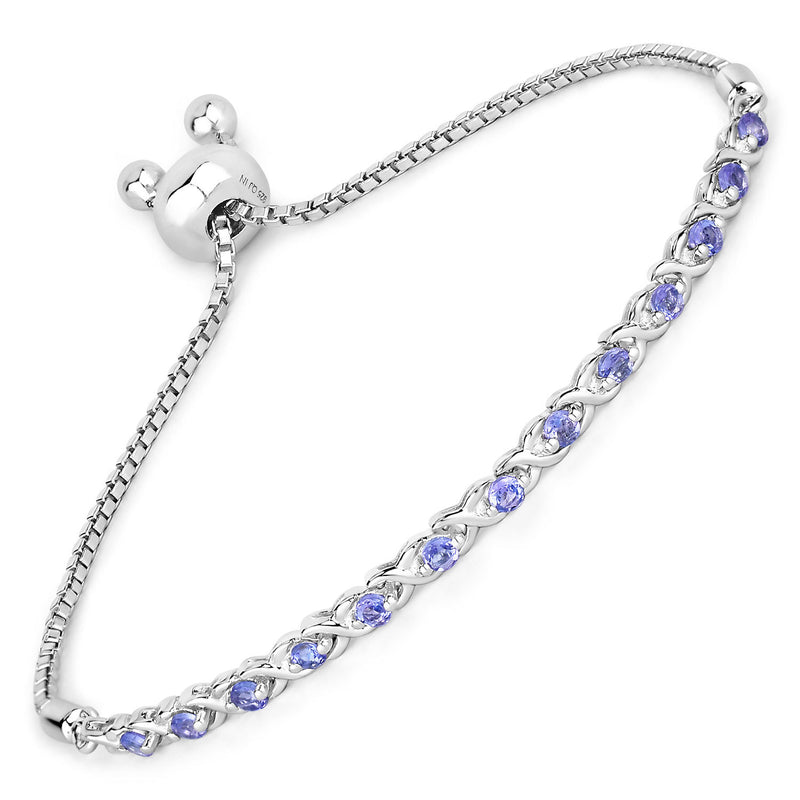 0.91 Carat Genuine Tanzanite .925 Sterling Silver Bracelet