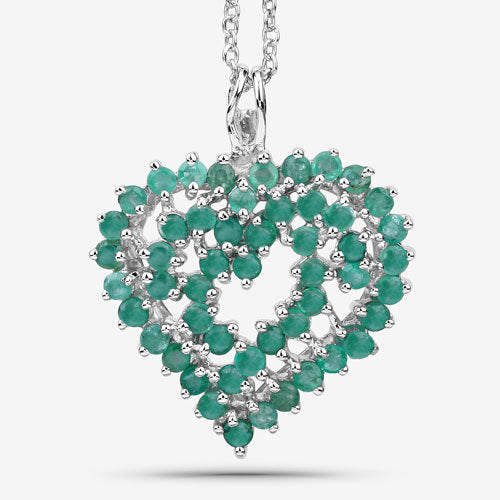 1.53 Carat Genuine Emerald .925 Sterling Silver Pendant