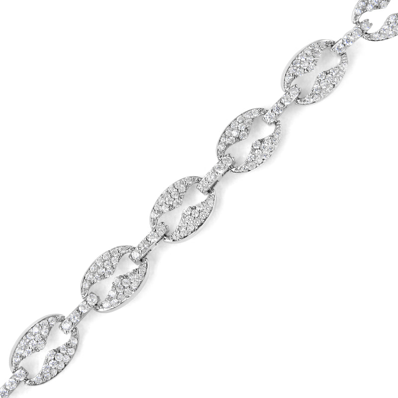 14K White Gold 1 1/2 Cttw Round Diamond Set Link Bracelet (I-J Color, I1-I2 Clarity) - 7"