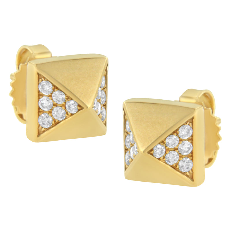 14K Yellow Gold 1/4 Cttw Diamond Pyramid Stud Earring (G-H Color, SI1-SI2 Clarity)