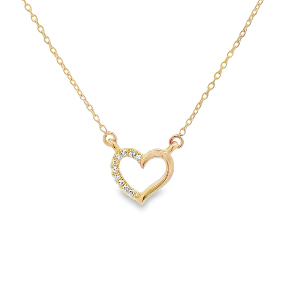 .03ct Diamond Heart Love Pendant 14KT Yellow Gold