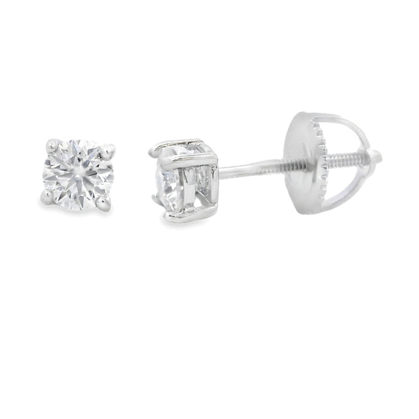 Natural .44ct Moissanite Stud Earrings Sterling Silver