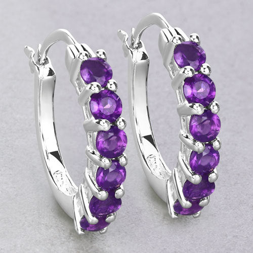 1.20 Carat Genuine Amethyst .925 Sterling Silver Earrings