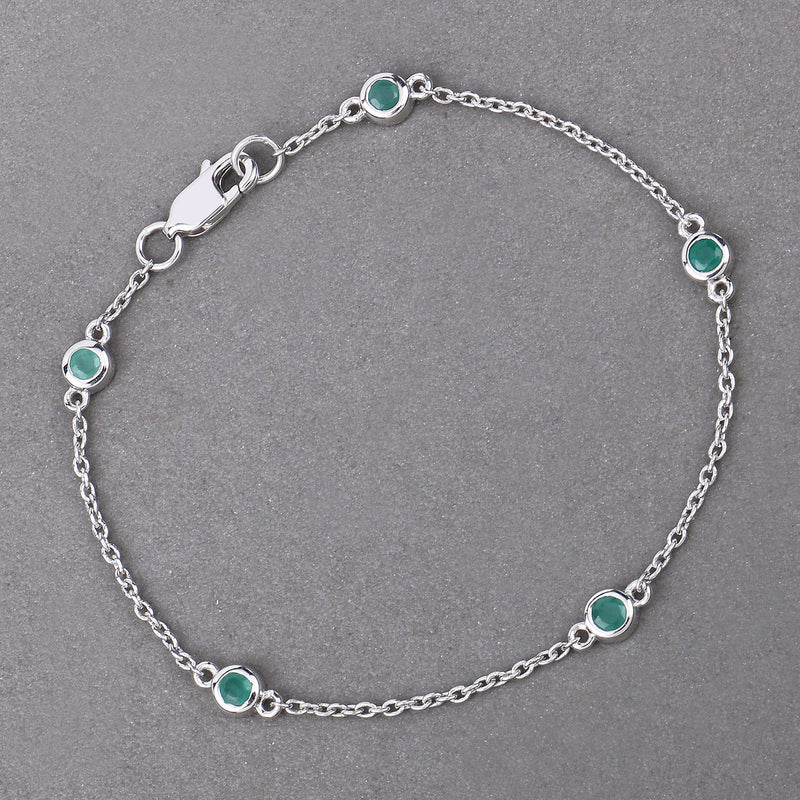 0.50 Carat Genuine Emerald .925 Sterling Silver Bracelet